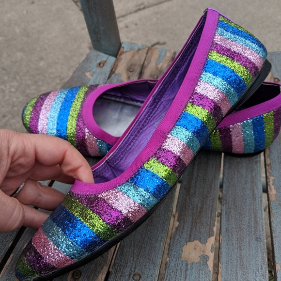 Lands' End Multi Color Glitter Flats Shoes Size 7M - Picture 6 of 7